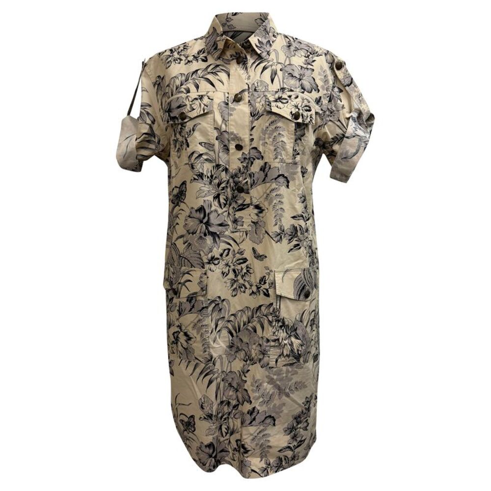 Etro Leaf Print Mini Dress in Multicolor Cotton